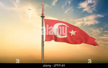 Türkiye, drapeau de Türkiye - République de Turquie Banque D'Images