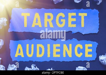 Légende conceptuelle public cible, Aperçu de l'entreprise Groupe de consommateurs le plus susceptible d'être intéressé Banque D'Images