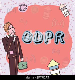 Rédaction affichant le texte réglementation dans la législation de l'UE sur la protection des données et la vie privée cadre juridique Banque D'Images