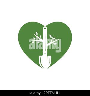 Logo représentant un arbre de pelle. Modèle de conception du logo Green Garden Environment. Illustration de Vecteur