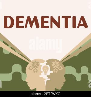 Texte d'écriture Dementia, Aperçu des affaires le mot général pour les maladies et les troubles avec une perte de mémoire Banque D'Images