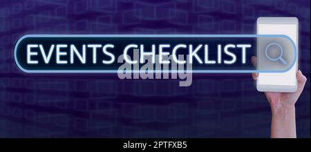 Affiche de texte montrant les événements liste de contrôle, photo conceptuelle outil précieux pour gérer votre affaire avec succès Banque D'Images
