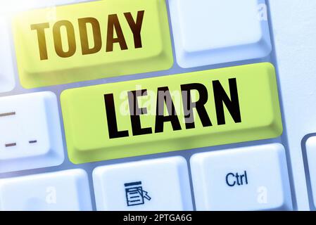 Légende de texte présentant Learn, Internet concept processus d'acquisition de nouveaux comportements de modification des connaissances existantes Banque D'Images