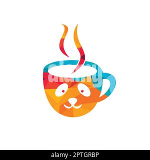 Modèle de conception du logo Panda Coffee Vector. Concept du logo du café-restaurant ou du restaurant. Illustration de Vecteur