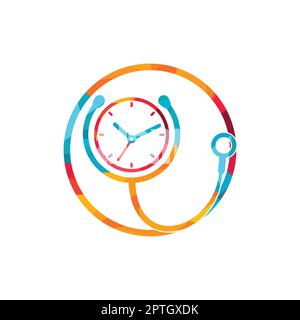 Modèle de conception de logo Medical Time Vector. Concept de logo de la santé et de la médecine ou de la pharmacie. Illustration de Vecteur