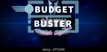 Légende du texte présentant Budget Buster, mot écrit sur Carefree dépenses Bargain achats inutiles surdépenses Banque D'Images