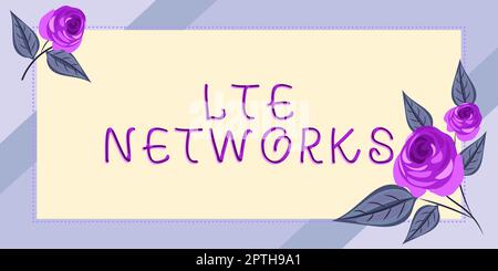 Légende conceptuelle réseaux LTE, approche professionnelle connexion réseau la plus rapide disponible pour les communications sans fil Banque D'Images