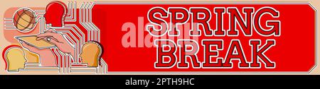 Affiche manuscrite Spring Break, Business Showcase période de vacances à l'école et dans les universités au printemps Banque D'Images