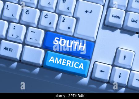 Inspiration montrant signe Amérique du Sud, Business concept continent dans l'hémisphère occidental Latinos connu pour les carnavals Banque D'Images