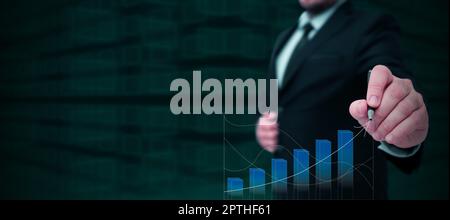 Homme d'affaires présentant de nouvelles technologies futuristes. Banque D'Images