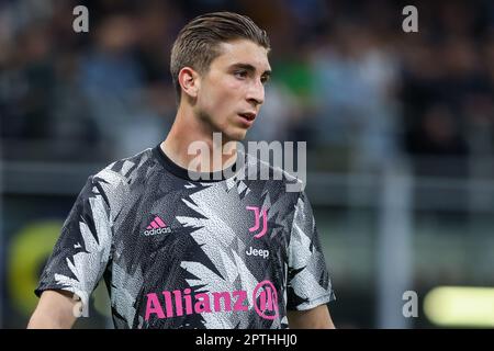 Fabio Miretti, de Juventus FC, se présente lors du match de football de la demi-finale 2st jambes de Coppa Italia 2022/23 entre le FC Internazionale et le FC Juventus de Giuse Banque D'Images