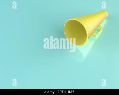 Mégaphone jaune vintage sur fond brillant Banque D'Images