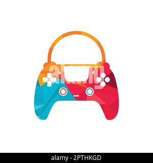 Logo Vector de la boutique de jeux. conception. Combinaison de sacs à provisions joystick à motif vectoriel. Illustration de Vecteur