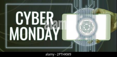 Affiche affichant Cyber Monday, Business concept un jour où les sites Web d'ecommerce offrent une offre spéciale pour les acheteurs Banque D'Images