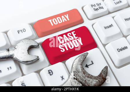 Légende de texte présentant une étude de cas, un aperçu de l'entreprise Un sujet à discuter et lié au sujet Banque D'Images