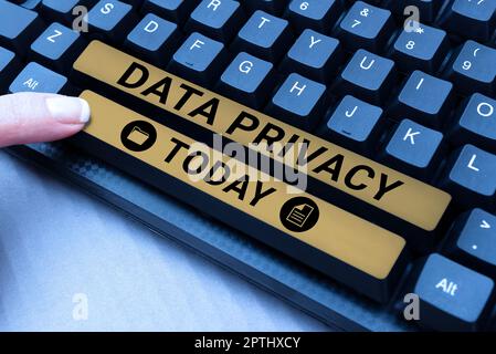 Inspiration montrant Sign Data Privacy, Business Approach Internet Security et la protection numérique du site Web ou de la page d'accueil Banque D'Images