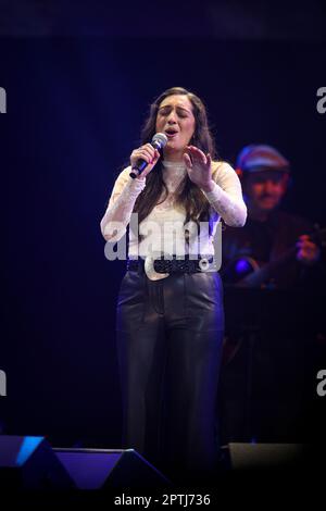 Huntsville, États-Unis. 25th avril 2023. Sara Helberg se produit à l'hommage de Still Playin' Possum - George Jones à Propst Arena sur 25 avril 2023 à Huntsville, Alabama. Crédit: Jamie Gilliam/The photo Access crédit: The photo Access/Alay Live News Banque D'Images