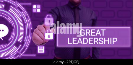 Inspiration montrant le signe Grand leadership, idée d'entreprise motivant montrer à agir pour atteindre un objectif commun Banque D'Images