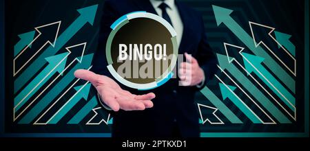 Texte d'écriture Bingo, mot écrit sur le jeu de hasard dans lequel chaque joueur correspond aux numéros imprimés Banque D'Images