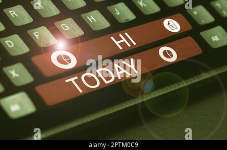 Signe d'écriture à la main Bonjour, photo conceptuelle utilisée comme un accueil ou pour commencer une conversation téléphonique saluez quelqu'un Banque D'Images