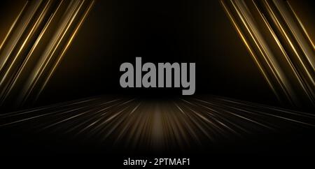 scène d'illustration vectorielle lignes dorées rideaux avec canal alpha pour enseignes de commerce électronique magasins de détail, agence commerciale de publicité, marketing de campagne publicitaire, newsletter d'email, page d'arrivée, bandes d'en-tête Illustration de Vecteur