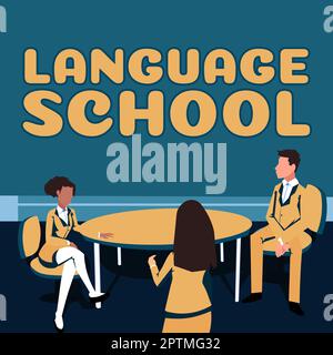 Texte montrant inspiration Language School, mot écrit sur un établissement d'enseignement où les langues étrangères sont enseignées Banque D'Images