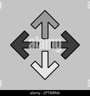 Quatre flèches pointant à partir de l'icône du vecteur central Illustration de Vecteur