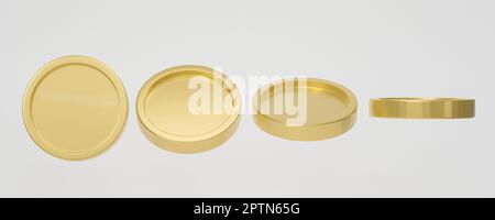 Ensemble de pièces dorées de forme différente sur fond blanc. rendu 3d. Banque D'Images