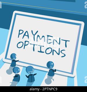 Affiche textuelle indiquant les options de paiement, la présentation commerciale des modes de paiement des biens et services Banque D'Images