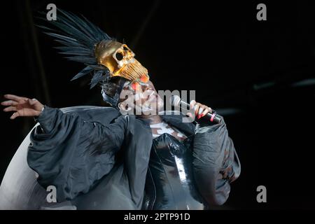 Close-up de Grace Jones garniture sur la scène principale à l'OnBlackheath Music Festival 2019 Banque D'Images