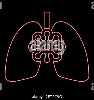 Néons coronavirus poumons endommagés virus corona atack Eating lung concept Covid 19 tuberculose infectée rouge couleur vecteur illustration image style plat Illustration de Vecteur