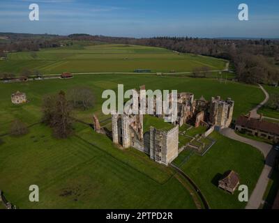 Midhurst, West Sussex, Angleterre, 9th avril 2023. Un point de vue général qui regarde à travers les ruines de Cowdray à Midhurst Credit devrait lire Paul Terry/Alamy Banque D'Images