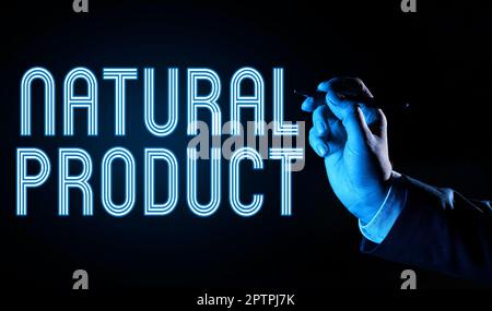 Affiche présentant un produit naturel, l'entreprise présente un composé chimique ou une substance produite par un organisme vivant Banque D'Images