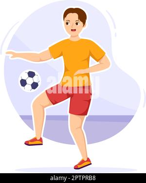 Futsal, Soccer ou football Sport Illustration avec des joueurs de tir un ballon et un dribble dans un championnat de sport Flat Cartoon modèles dessinés à la main Illustration de Vecteur