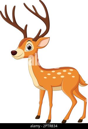 Dessin animé cerf drôle sur fond blanc Illustration de Vecteur