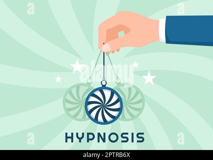 Hypnose avec des spirales noir et blanc création d'un état d'esprit modifié pour les services de traitement dans l'illustration du modèle de dessin à la main de dessin de dessin animé à plat Banque D'Images