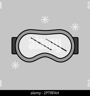 Classic snowboard ski goggles vector isolated grayscale icon. Winter sign. Graph symbol for travel and tourism web site and apps design, logo, app, UI Stock Photo