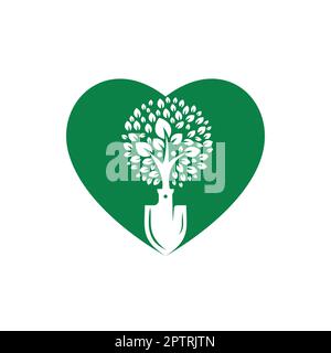 Pelle avec logo vecteur arbre humain. Modèle de conception du logo Green Garden Environment. Illustration de Vecteur