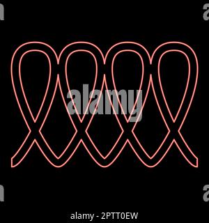 Néon induction cuisson spirale électrique symbole de chaleur type surfaces de cuisson signe ustensile panneau de destination rouge couleur vecteur illustration image style plat Illustration de Vecteur