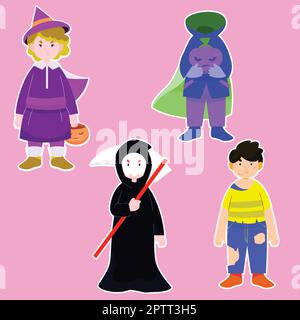 collection flat halloween characters Illustration de Vecteur