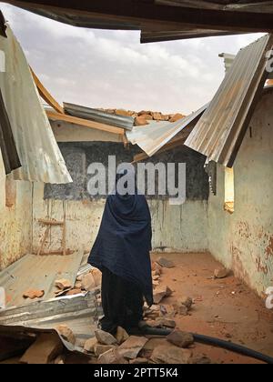 Mauritanie, autour de Chinguetti, village nomade, école Banque D'Images