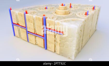 Tissu osseux gros plan à travers une coupe transversale d'un os - rendu -3D Banque D'Images