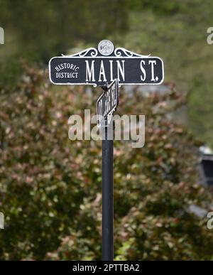 Un panneau indique main Street dans la petite ville d'Abingdon, en Virginie Banque D'Images