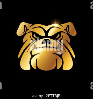 Logo Golden Bulldog Head Line Illustration de Vecteur