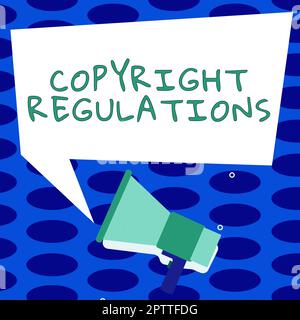 Légende conceptuelle Règlement sur le droit d'auteur, photo conceptuelle corps de loi qui régit les œuvres originales de la paternité Banque D'Images