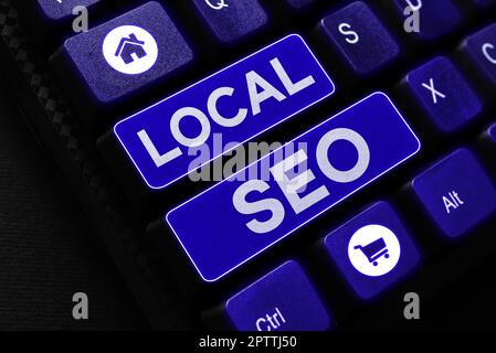 Légende de texte présentant local Seo, vue d'ensemble de l'entreprise c'est un moyen efficace de commercialiser votre entreprise en ligne Banque D'Images