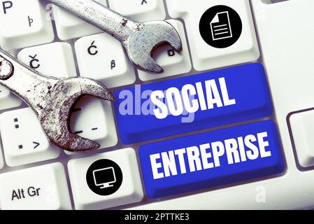 Écriture de texte social Enterprise, Word for Business qui fait de l'argent d'une manière socialement responsable Banque D'Images