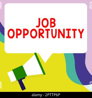 Rédaction affichant le texte opportunité d'emploi, concept d'entreprise une opportunité d'emploi ou la chance d'obtenir un emploi Banque D'Images