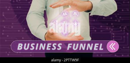Affiche affichant l'entonnoir d'affaires, aperçu de l'entreprise processus d'achat que les entreprises dirigent leurs clients Banque D'Images