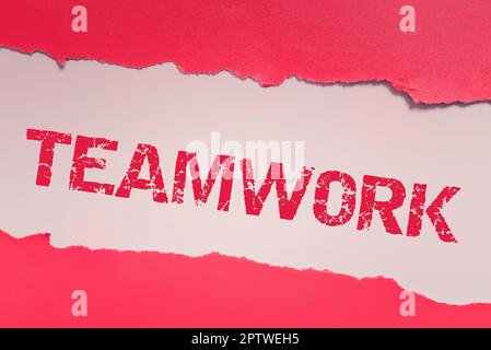 Texte montrant l'inspiration travail d'équipe, Word écrit sur Groupe de montrer qui travaillent ensemble et avec le même but Banque D'Images